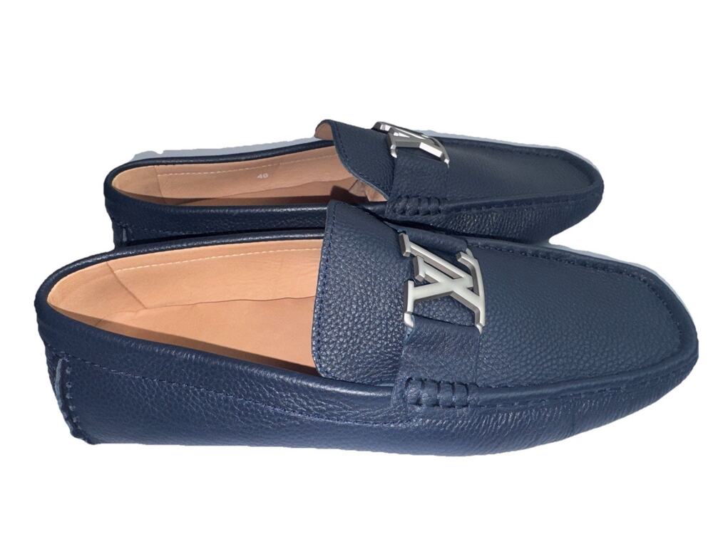 Louis Vuitton Navy Leather Monte Carlo Loafers Moccasins Mens US 12 EU 46